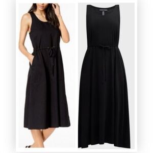 NWT Eileen Fisher Womens Scoop Black Sleeveless  Polished Jersey Dress  $198